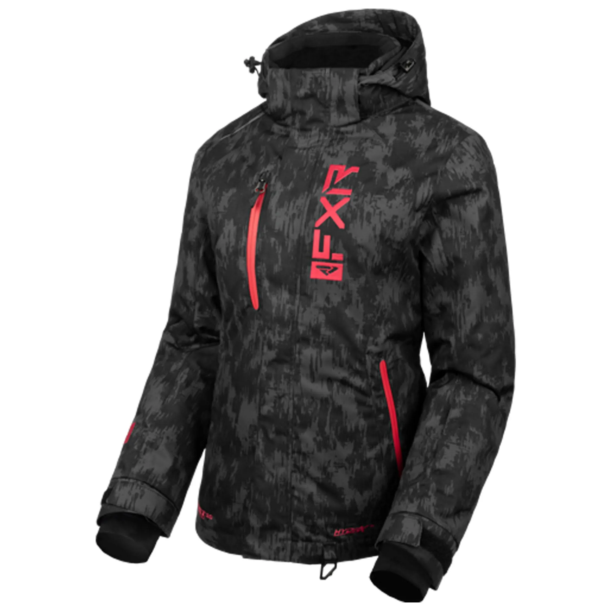 FXR Fresh Snowmobile Jacket Asphalt Fiber/Razz Grey