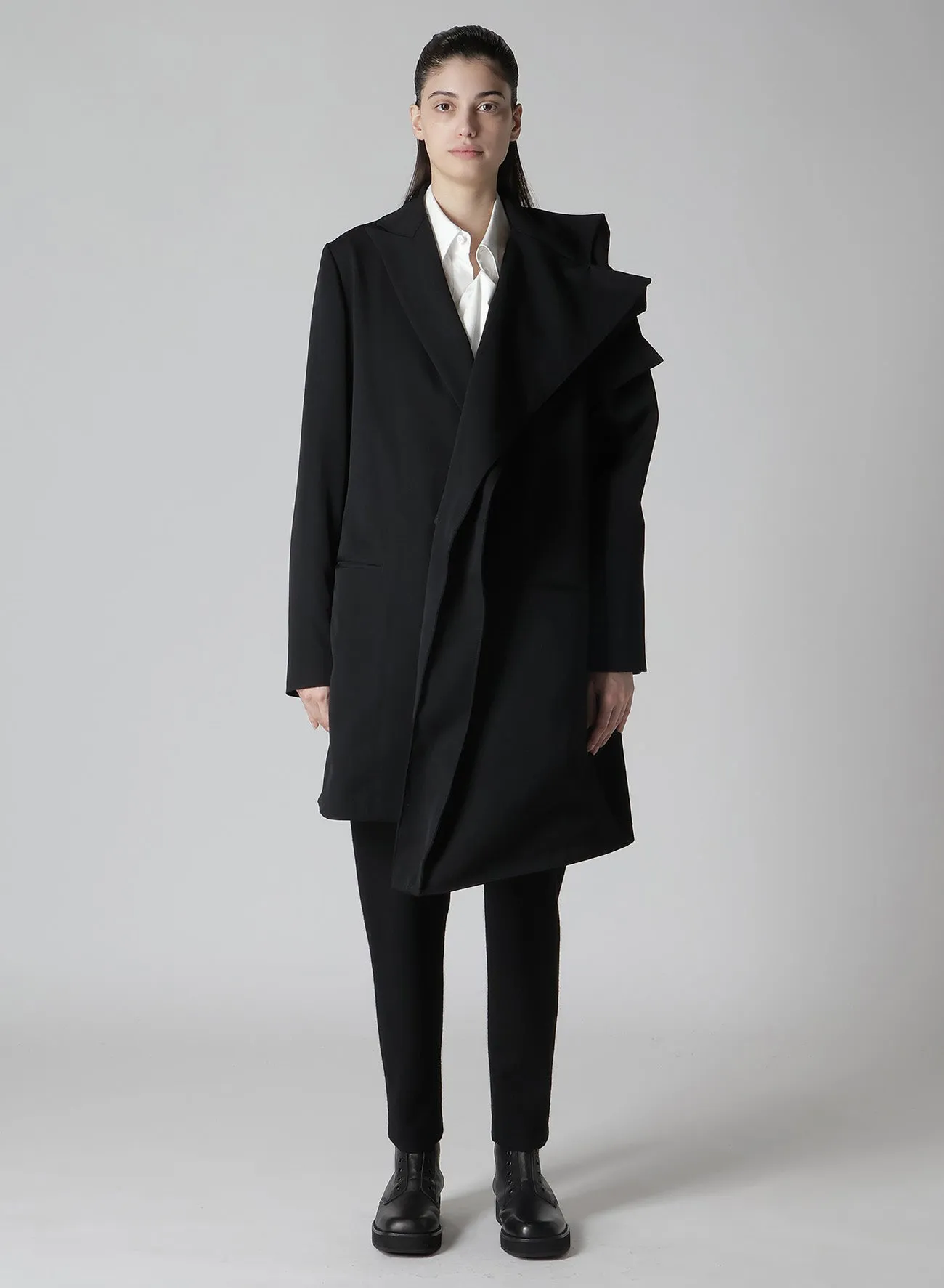 GABARDINE L BOX SLEEVE OVERSIZED COAT