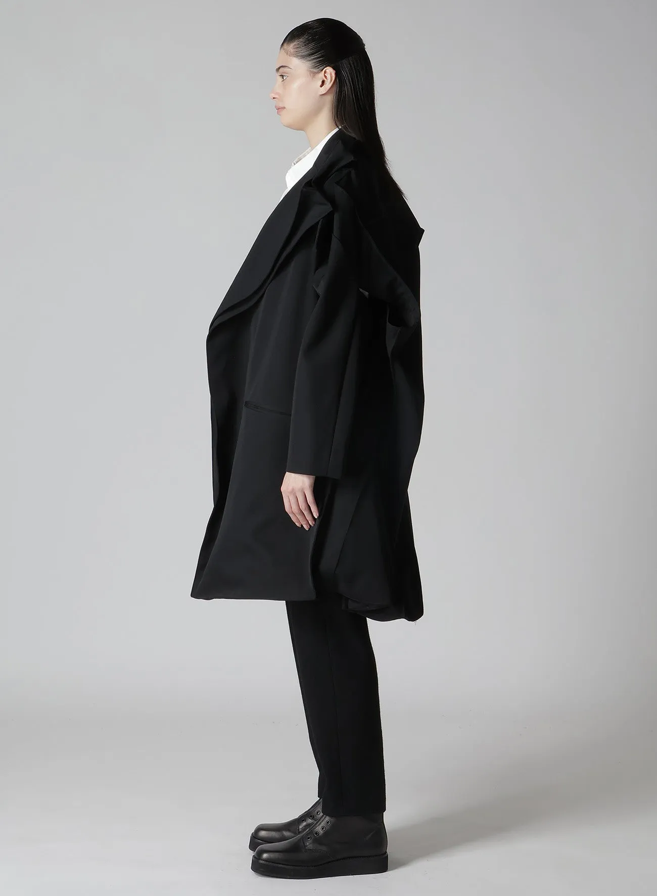 GABARDINE L BOX SLEEVE OVERSIZED COAT