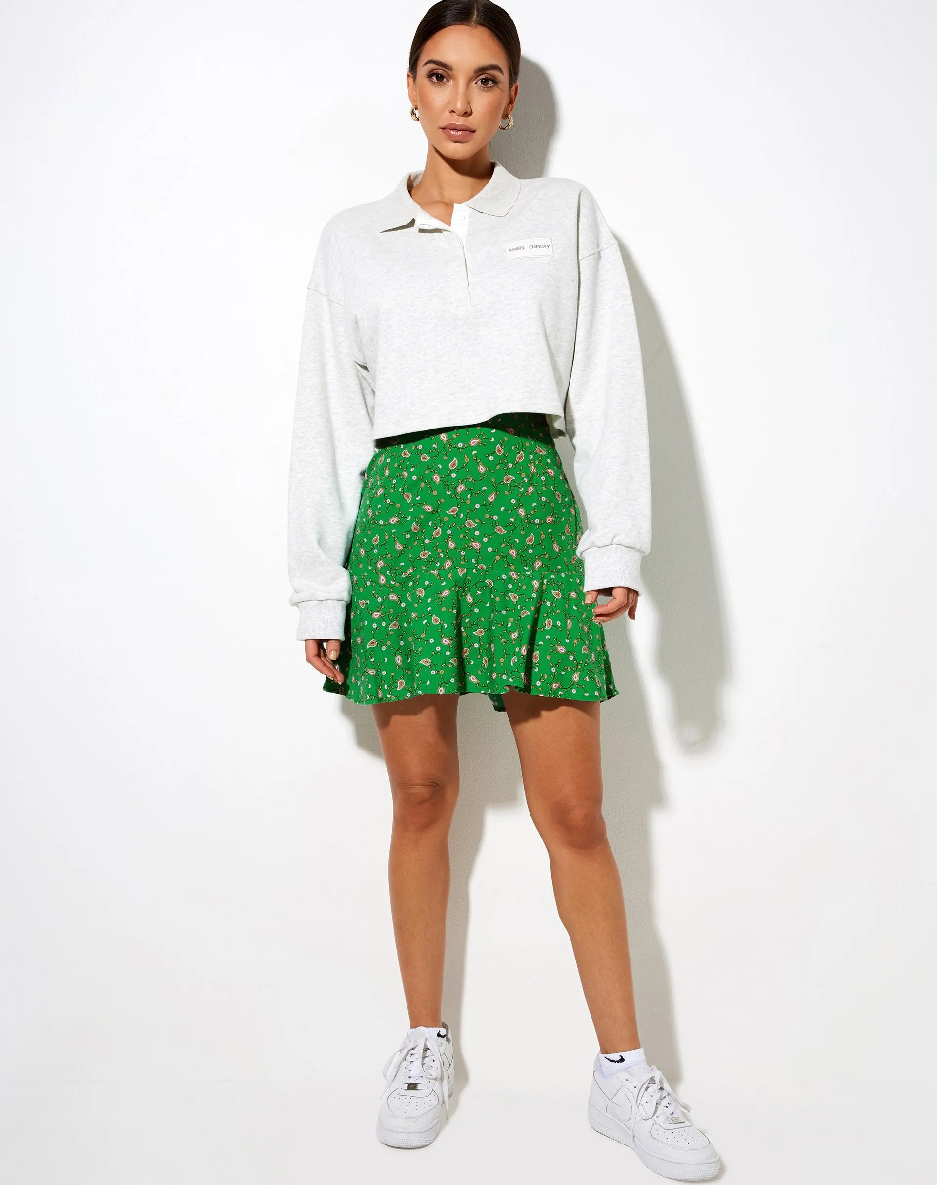 Gaelle Mini Skirt in Paisley Fun Green