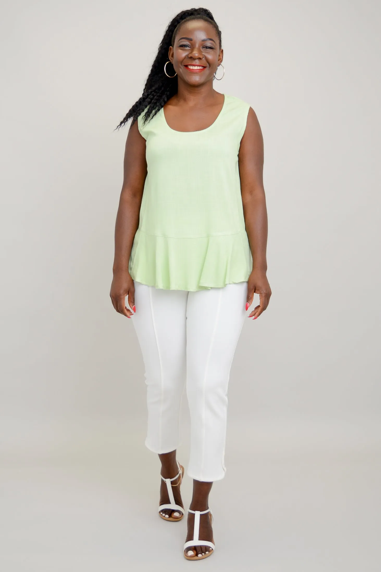 Ginny Tank, Sage, Linen Bamboo - Final Sale