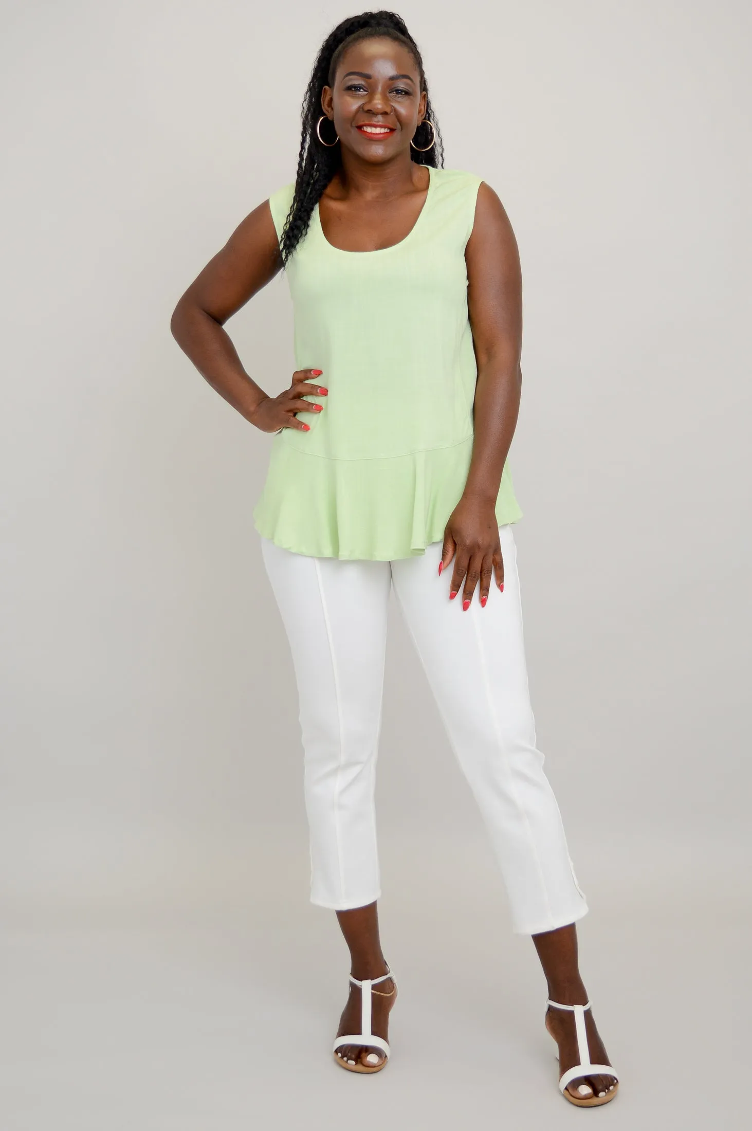 Ginny Tank, Sage, Linen Bamboo - Final Sale