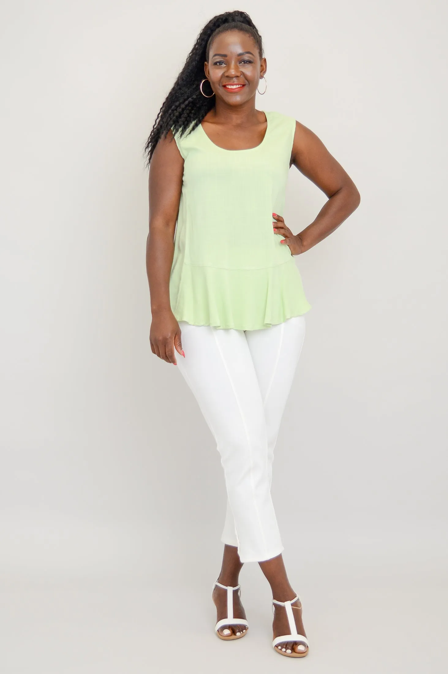 Ginny Tank, Sage, Linen Bamboo - Final Sale