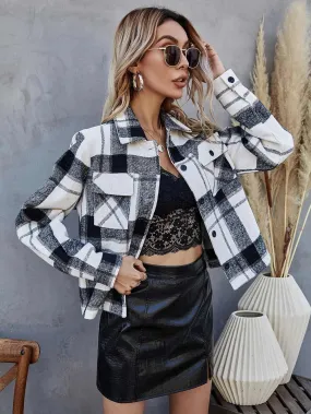 Glow Chic's Short Plaid Woolen Coat