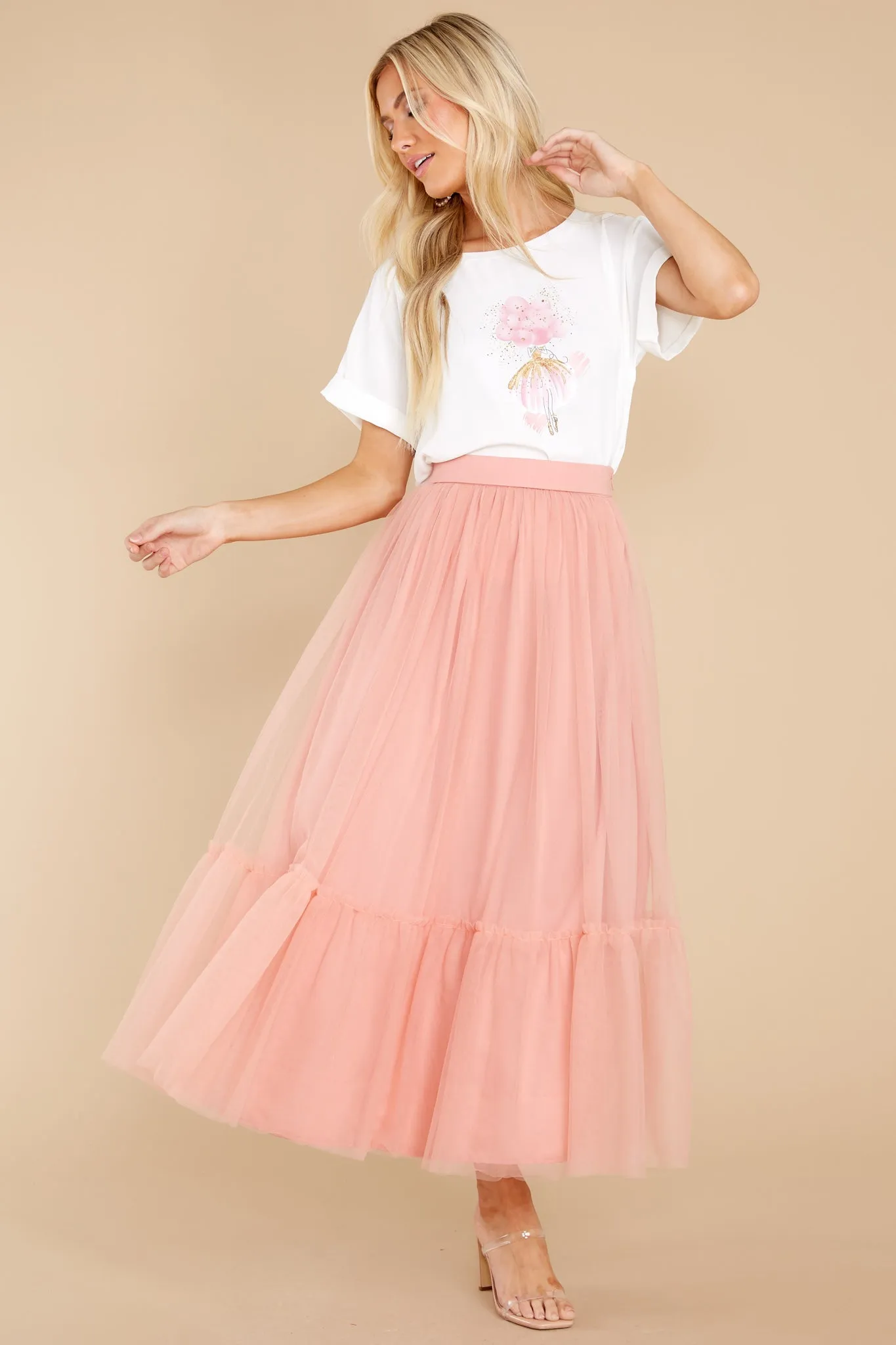 Go With The Flow Mauve Pink Skirt