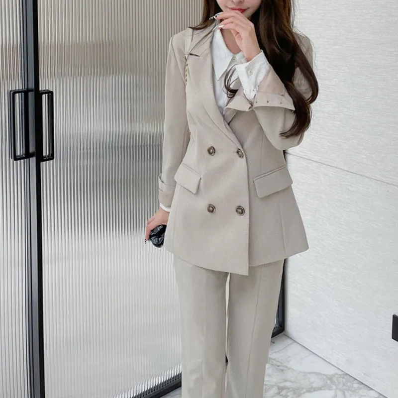 Graduation gift Women Two-Piece Set Pantsuit Office Ladies Elegant Blazer Suit Female Casual Jacket Workwear Business Clothes