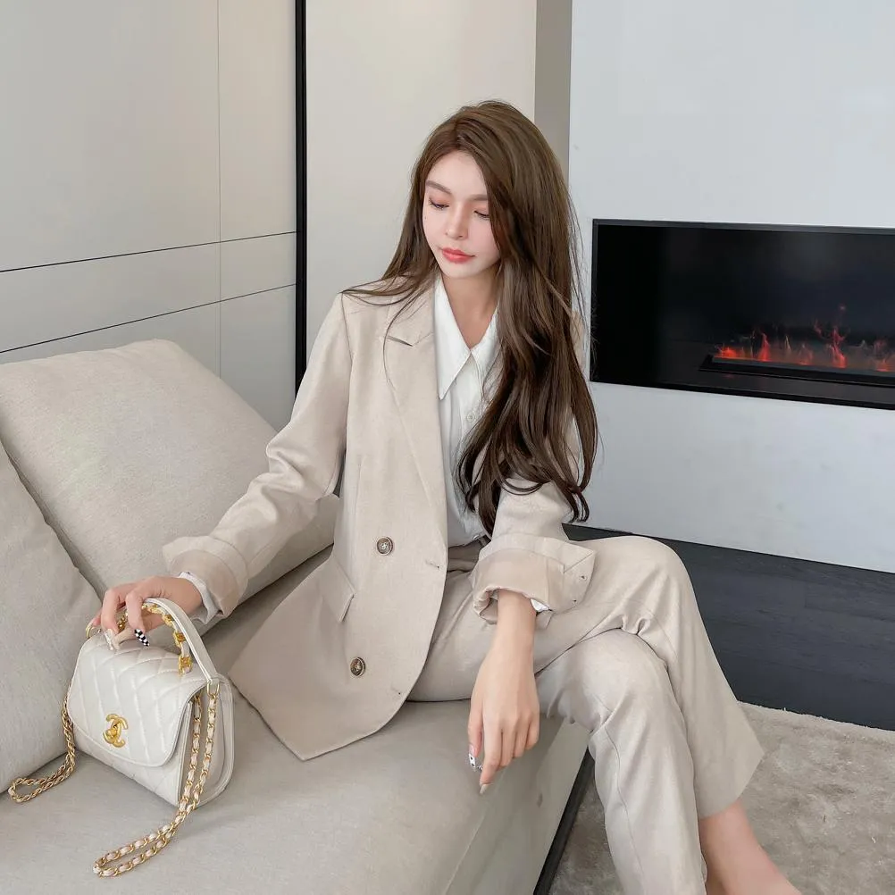 Graduation gift Women Two-Piece Set Pantsuit Office Ladies Elegant Blazer Suit Female Casual Jacket Workwear Business Clothes