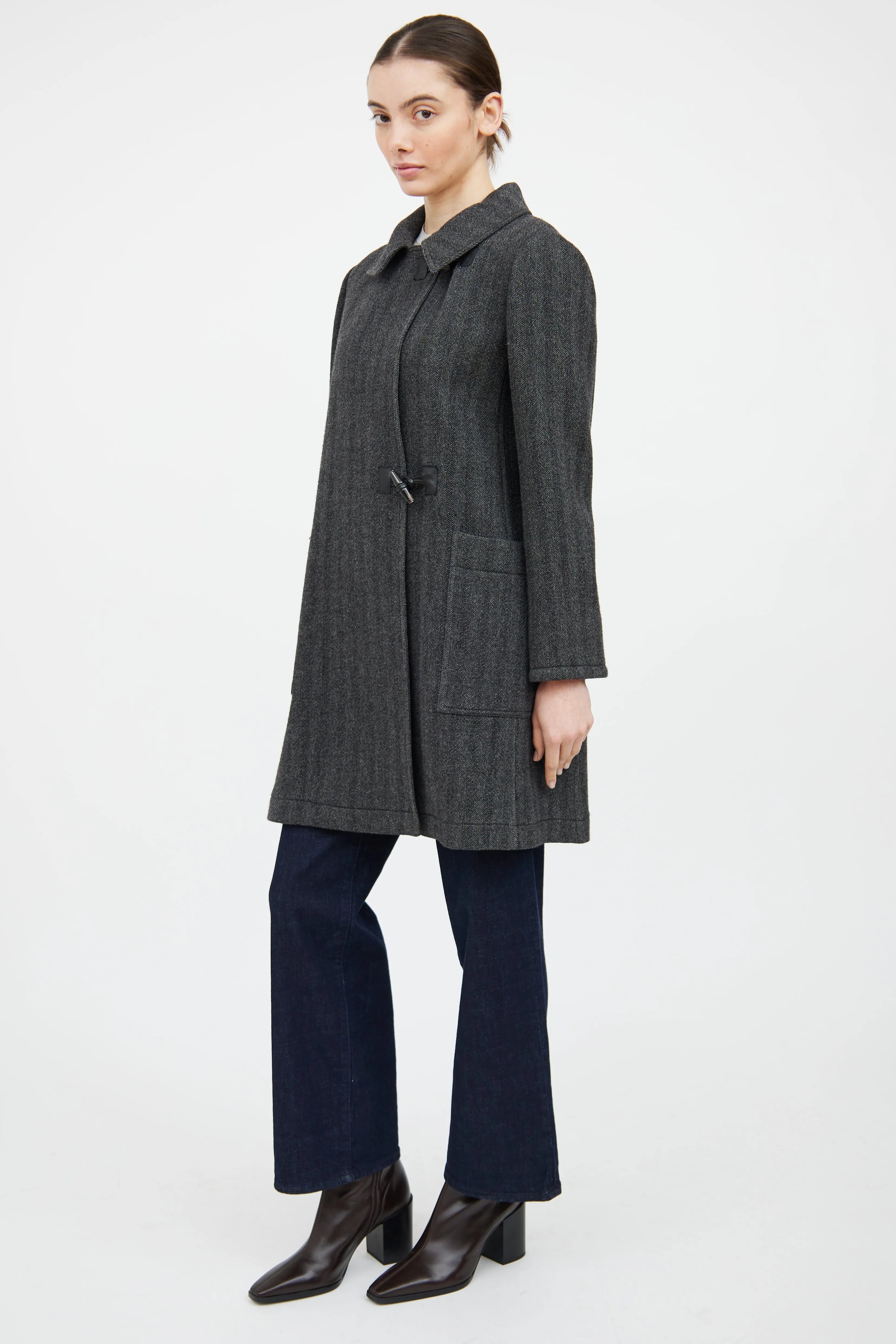 Grey Wool Toggle Coat