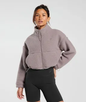 Gymshark Elevate Fleece Midi Jacket - Washed Mauve