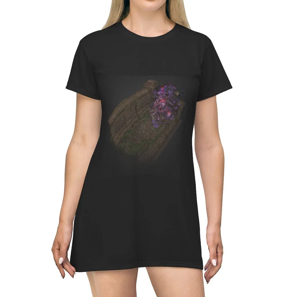 Hand-Painted Dungeon Art All Over Print T-Shirt Dress