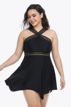 Handkerchief-Hem Swim Dress and Bottoms Set Voluptuous ( ) Plus Size - 3 styles