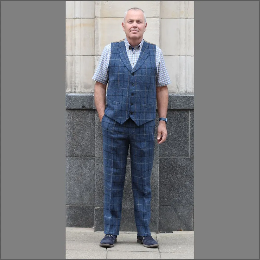 Harris Tweed Ensay Blue Marl Waist Coat--