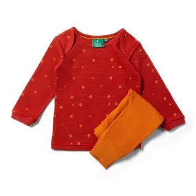 Hazelnut Stars Organic Waffle Shirt & Jogger Playset