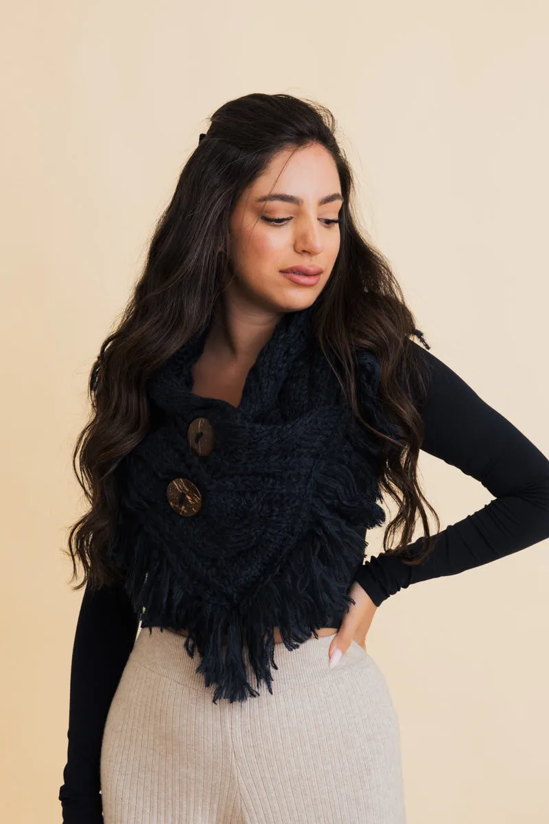 Heathered Shoulder Warmer With Coco Buttons