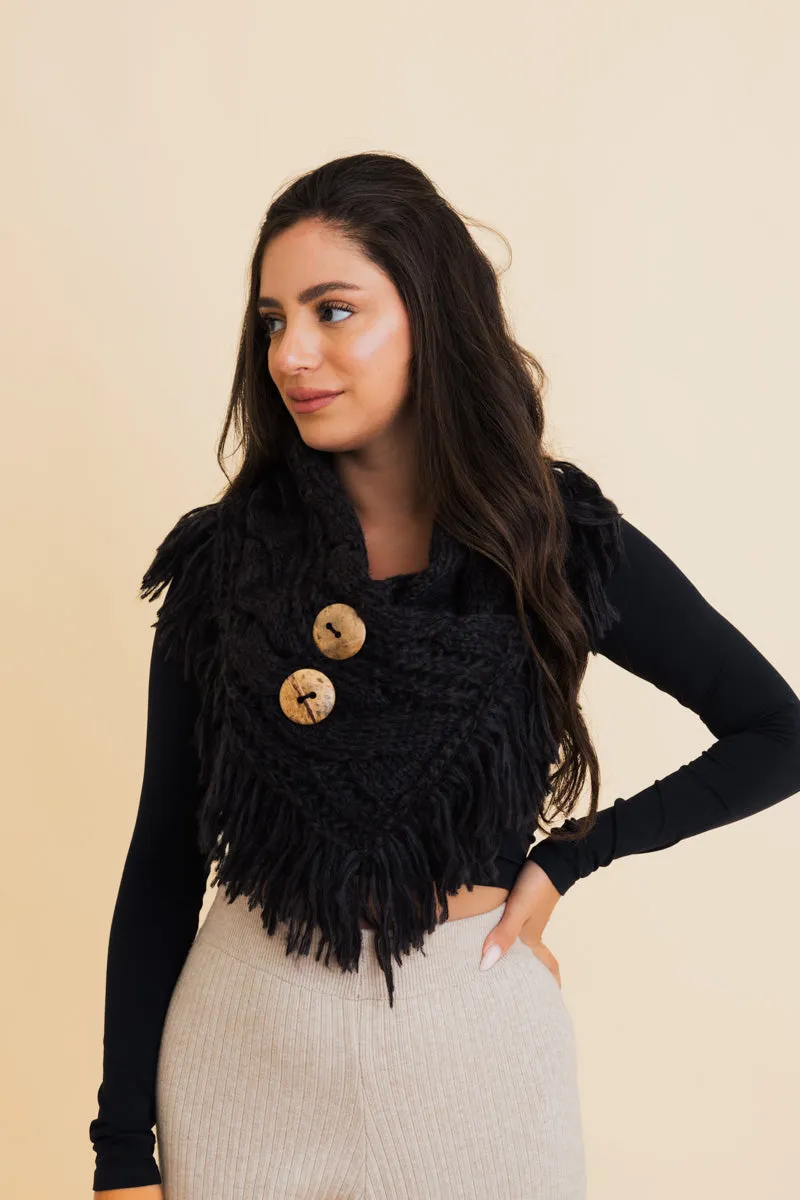 Heathered Shoulder Warmer With Coco Buttons