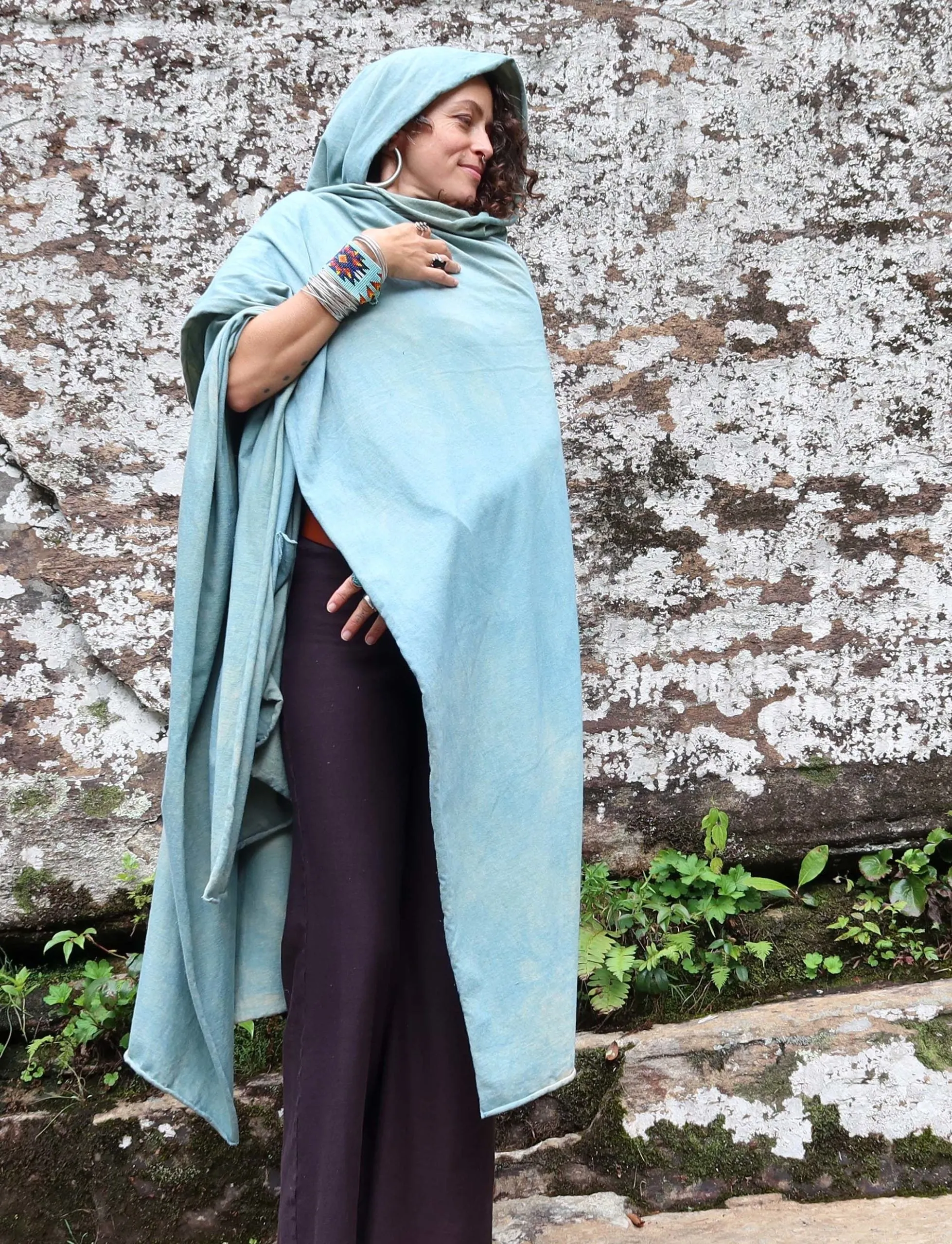 Hooded 2 yard Poncho Shawl