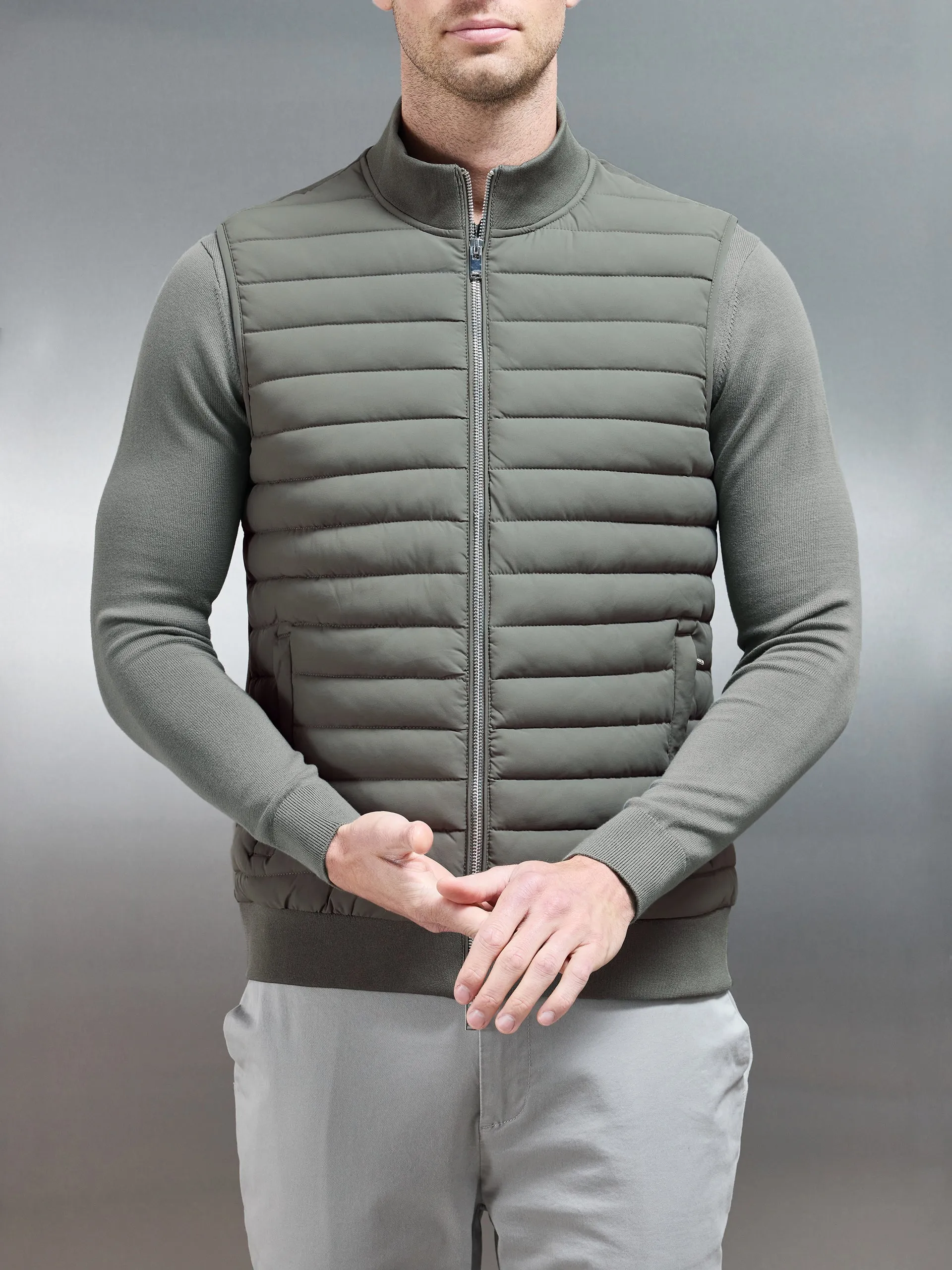 Hybrid Quilted Gilet in Sage