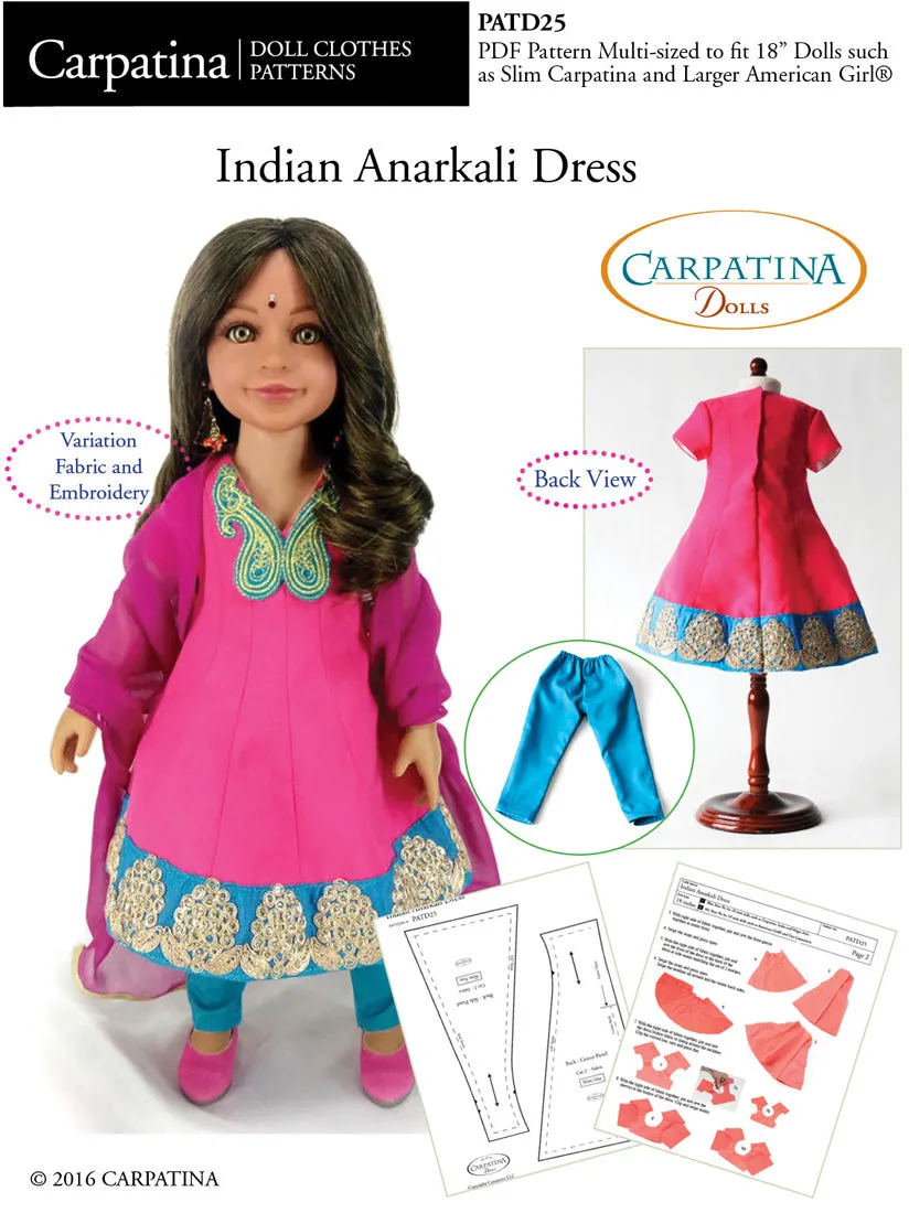 Indian Anarkali Dress - Multi-Sized Pattern PDF or Print