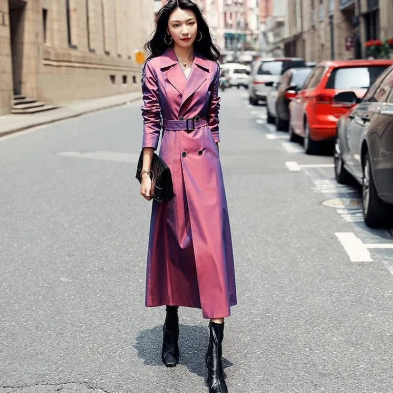 Iridescent Purple Windbreaker Trench Coat