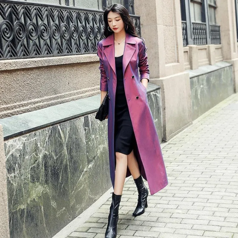 Iridescent Purple Windbreaker Trench Coat