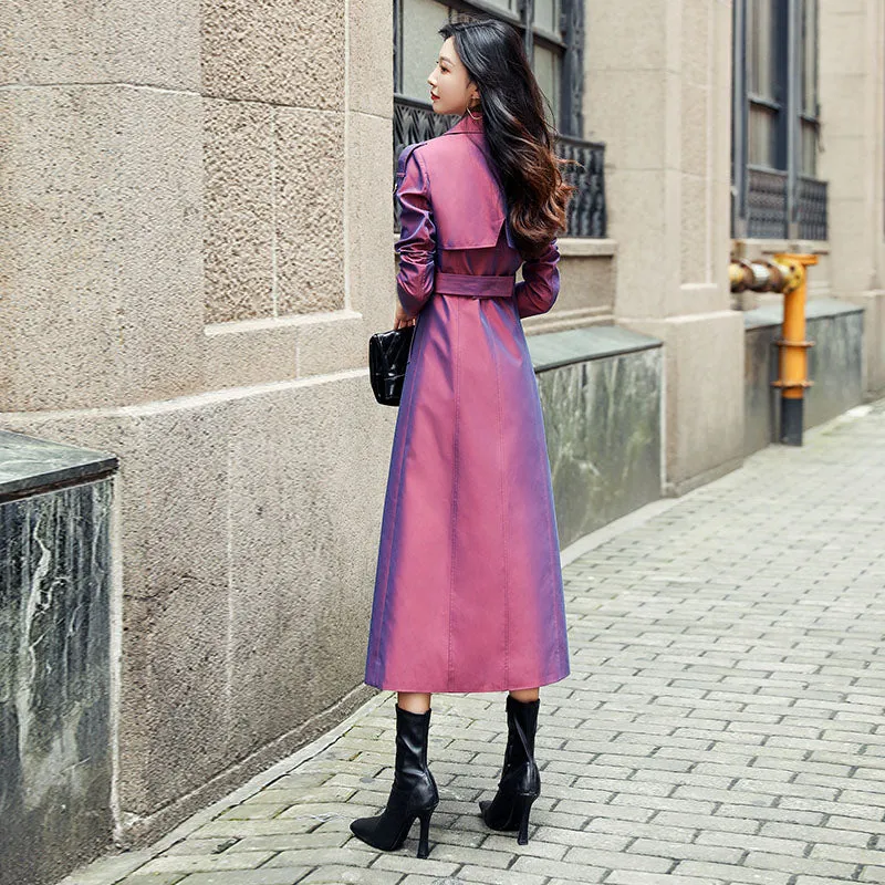 Iridescent Purple Windbreaker Trench Coat