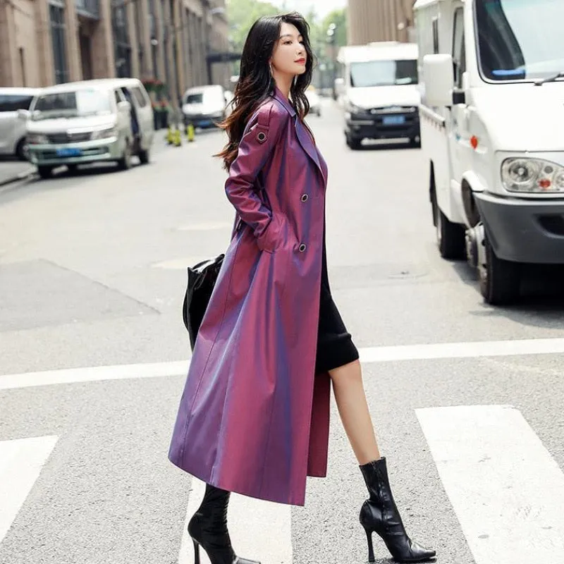 Iridescent Purple Windbreaker Trench Coat