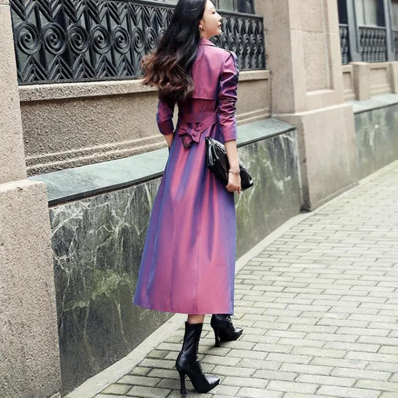 Iridescent Purple Windbreaker Trench Coat