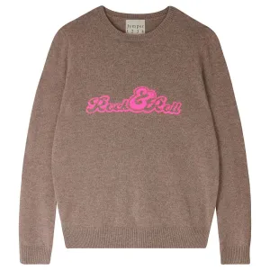 Jumper 1234 Cashmere Rock and Roll Crew in Tan/Barbie Pink