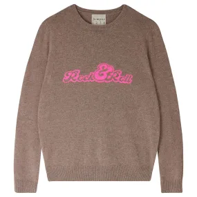 Jumper 1234 Cashmere Rock and Roll Crew in Tan/Barbie Pink