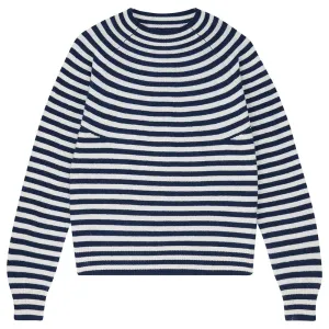 Jumper 1234 Cashmere Vary Stripe Crew Navy/Oatmeal