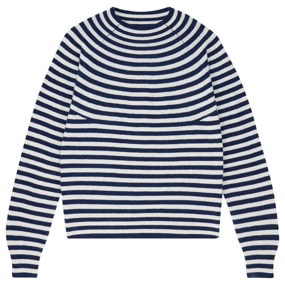 Jumper 1234 Cashmere Vary Stripe Crew Navy/Oatmeal