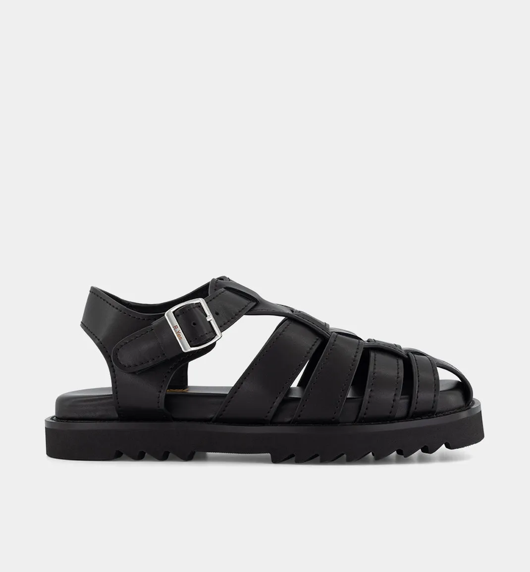 June Square Toe Warrior Sandal | Black