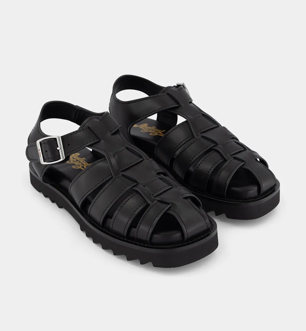 June Square Toe Warrior Sandal | Black