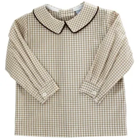 Khaki Check-Boys Piped Shirt