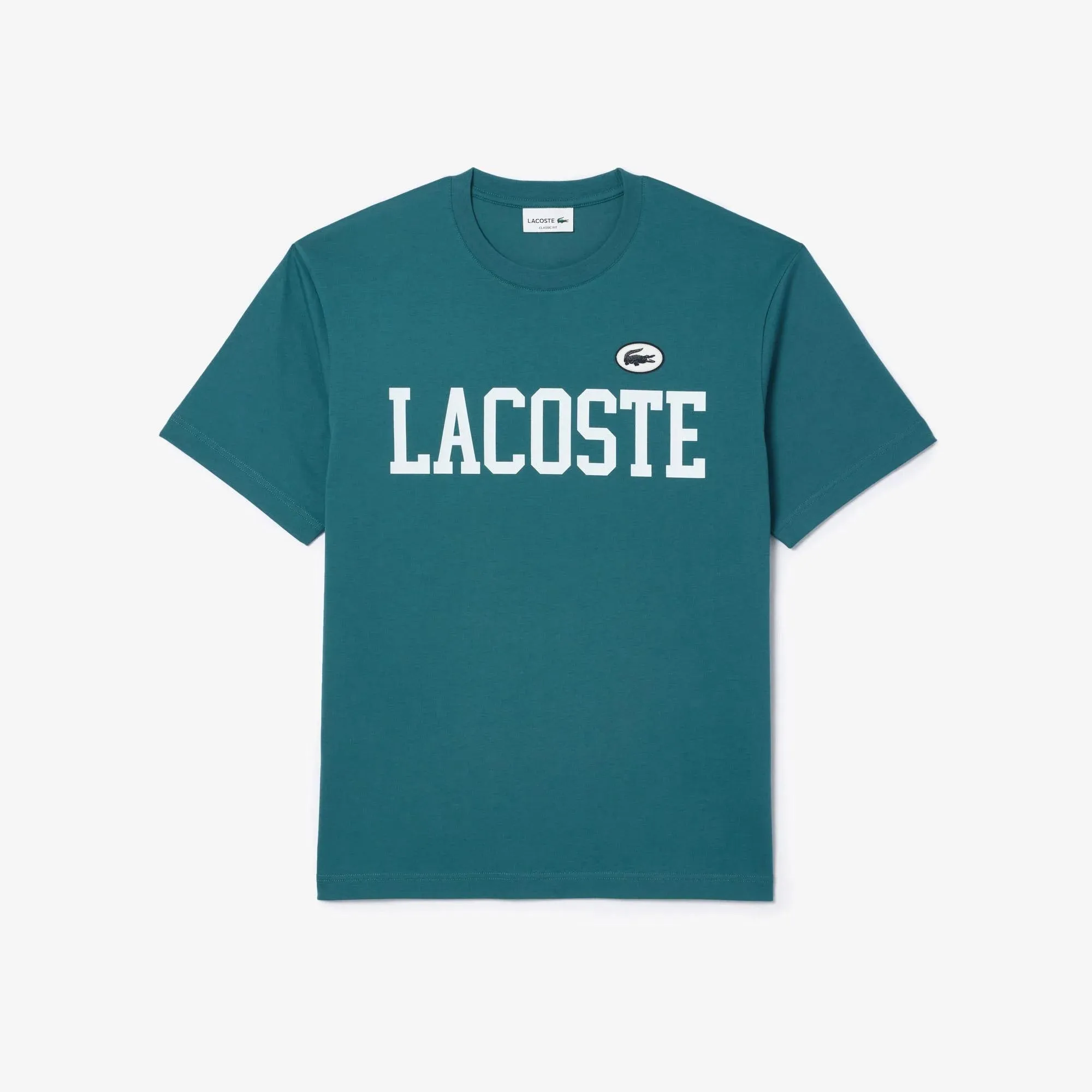 LACOSTE Men's Cotton Contrast Print & Badge T-shirt - Turquoise