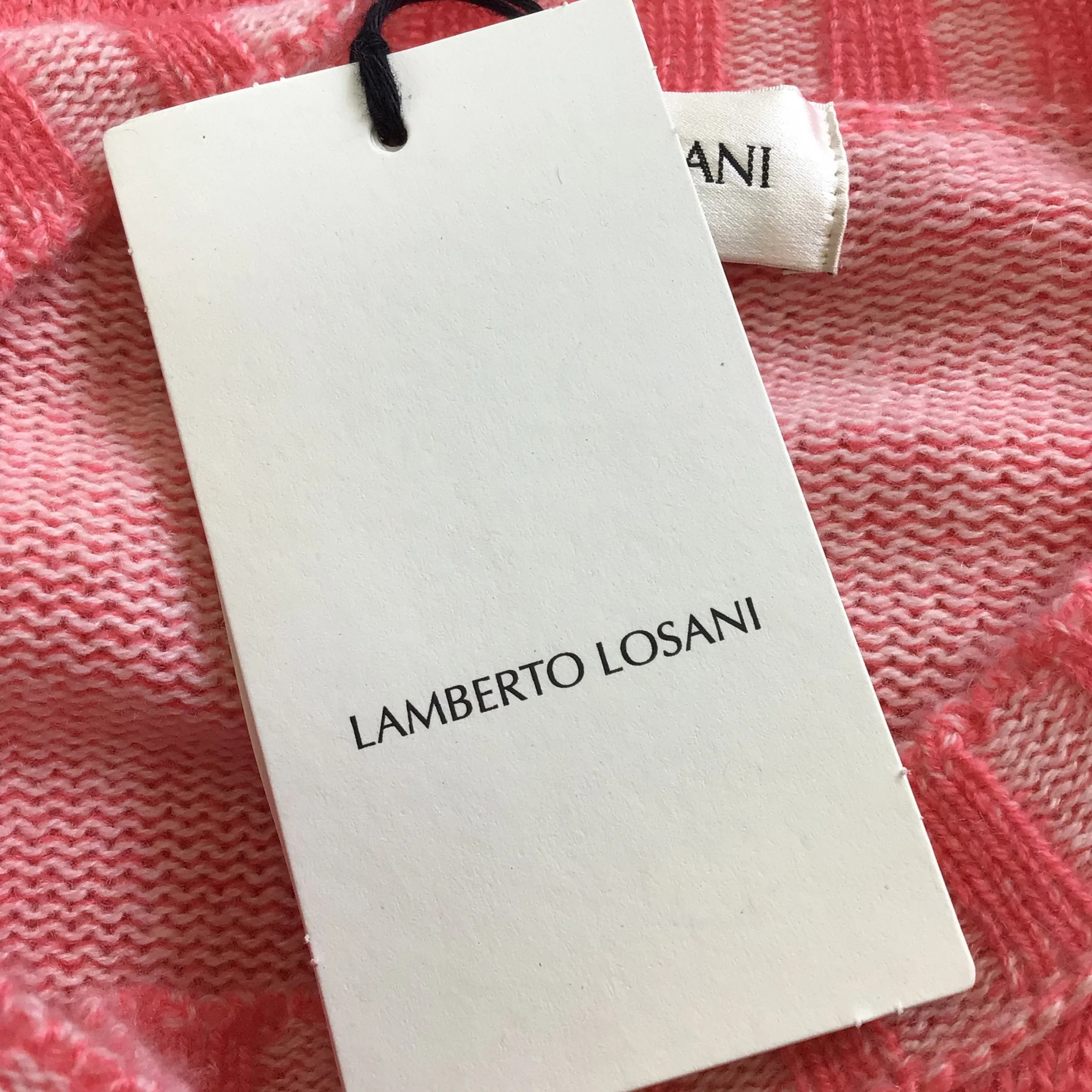 Lamberto Losani Flamingo Pink / White Long Sleeved Cashmere Knit Raglan Sweater