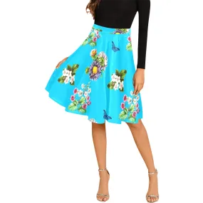 light blue floral print 3 Melete Pleated Midi Skirt (Model D15)