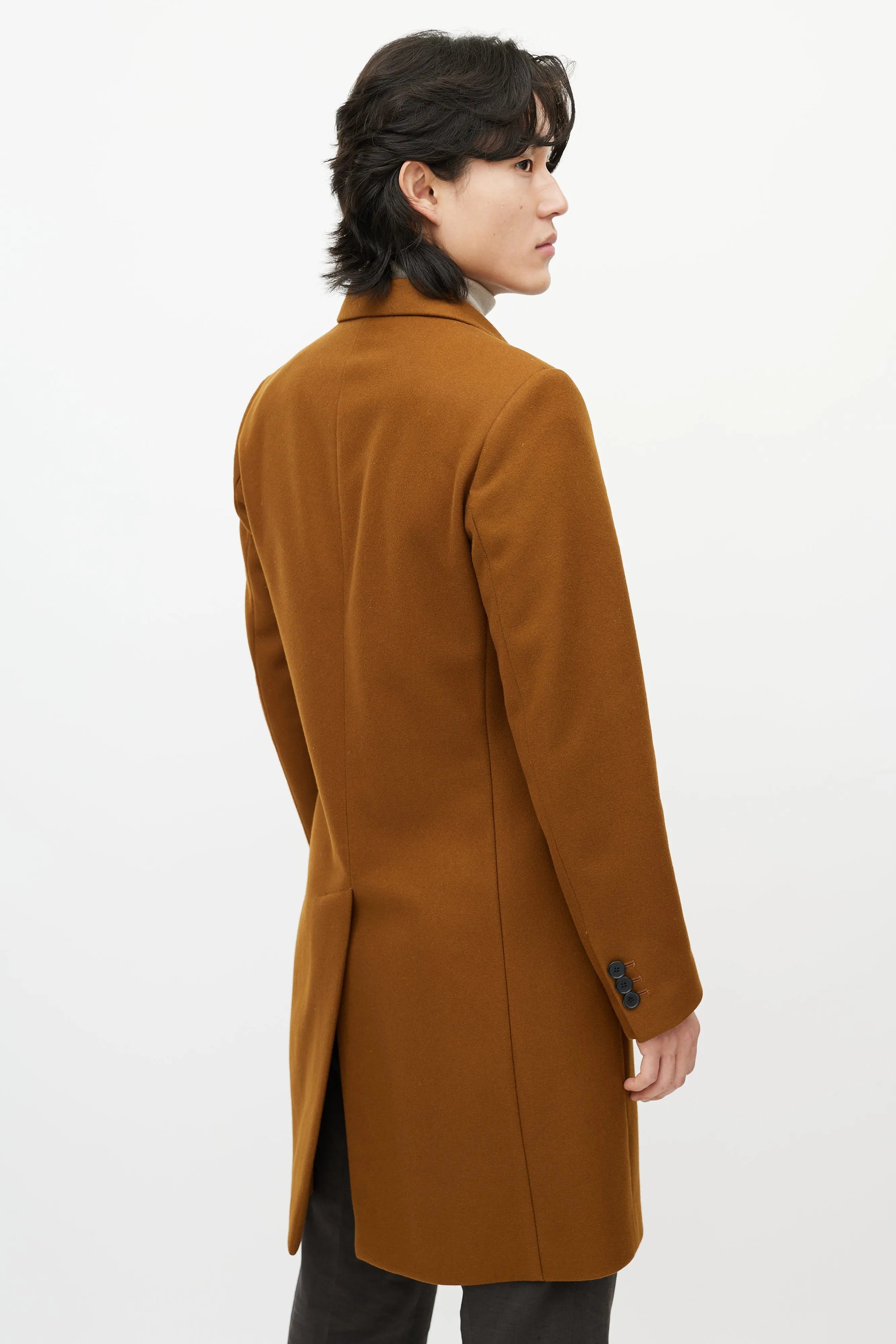 Light Brown Wool Mid Length Coat