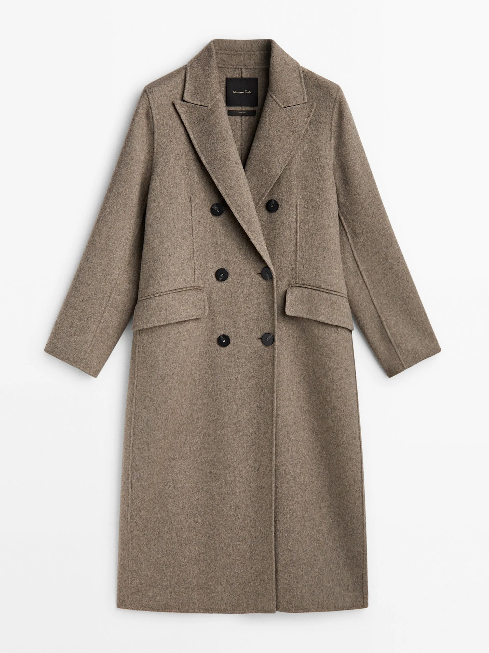 Long wool blend double-breasted coat