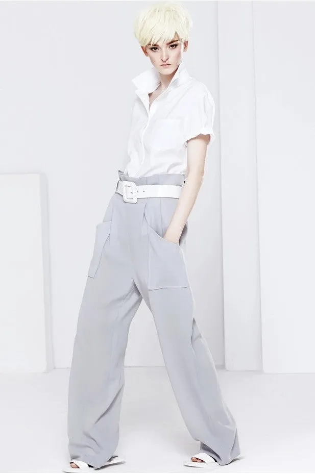 Loose Straight Minimalist Pant// Perspective Pleated Wide Leg Pants // Loose Casual Pant