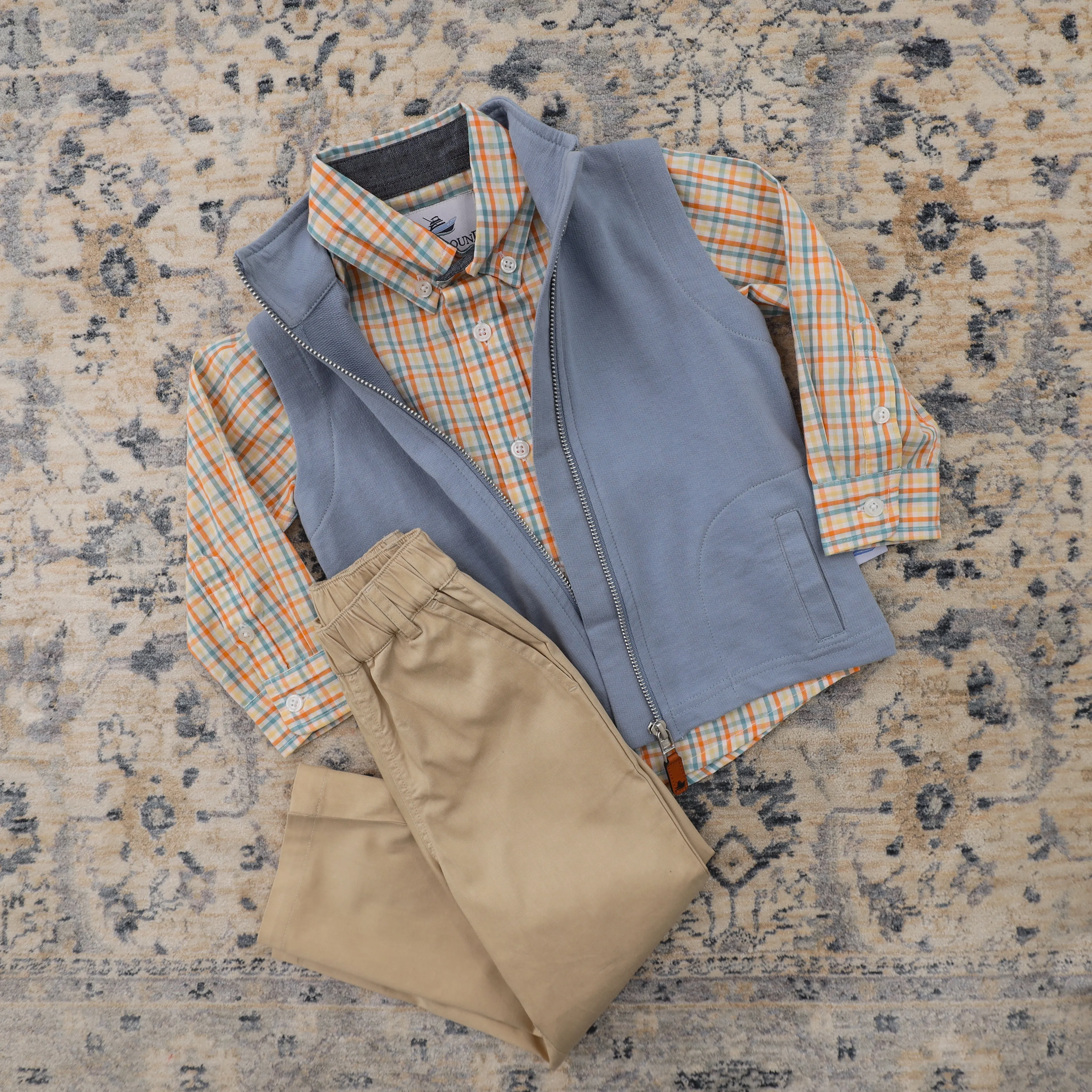 LS Dress Shirt- Orange/Turquoise