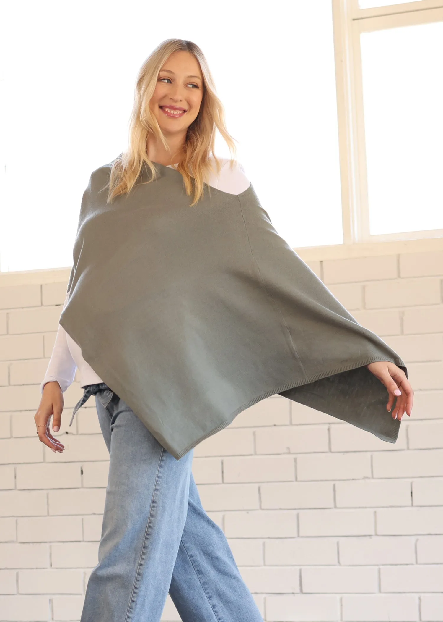 Luxury Moozie Mama Wrap/Poncho Maternity & Nursing Cover - Sage Green