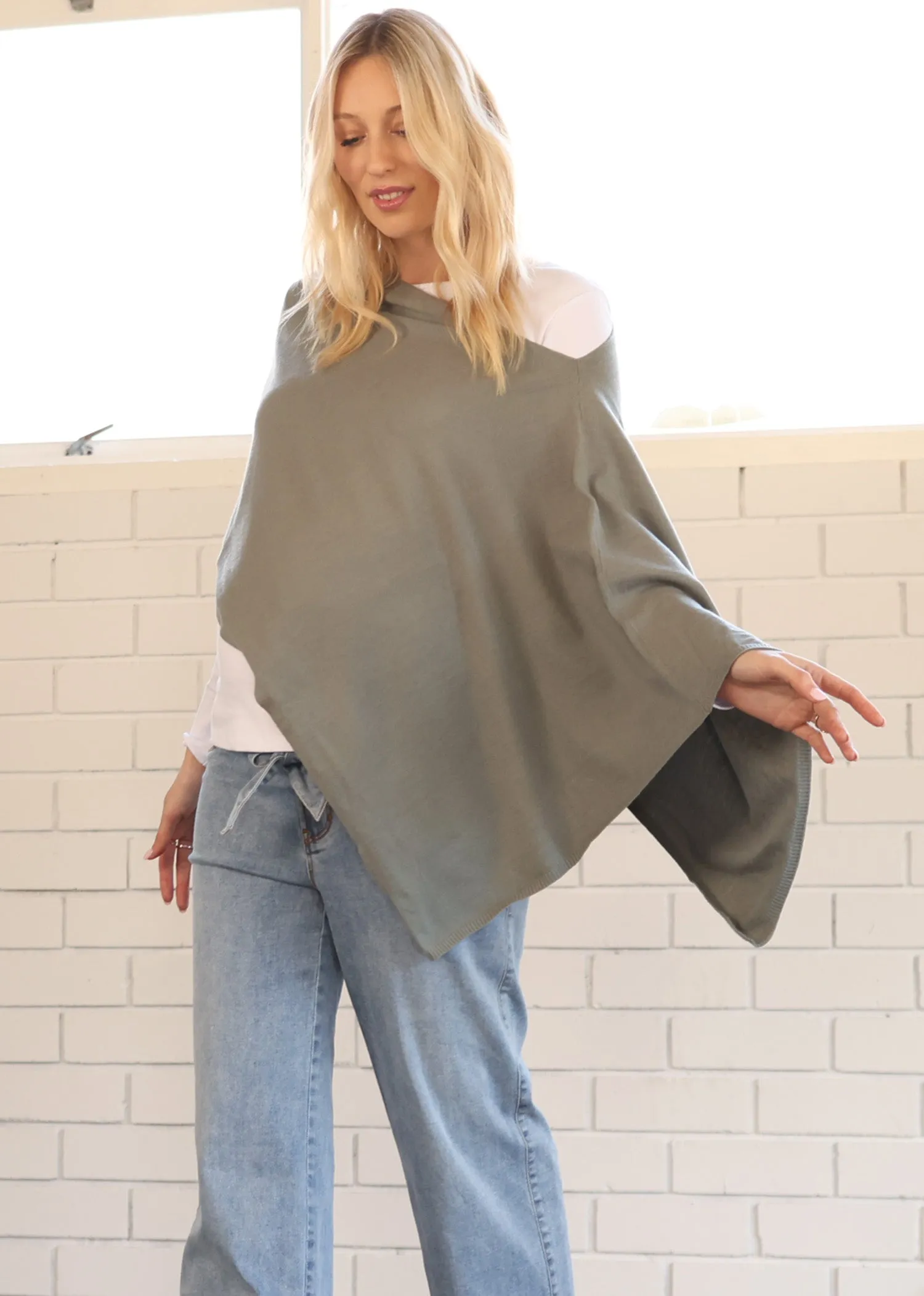 Luxury Moozie Mama Wrap/Poncho Maternity & Nursing Cover - Sage Green