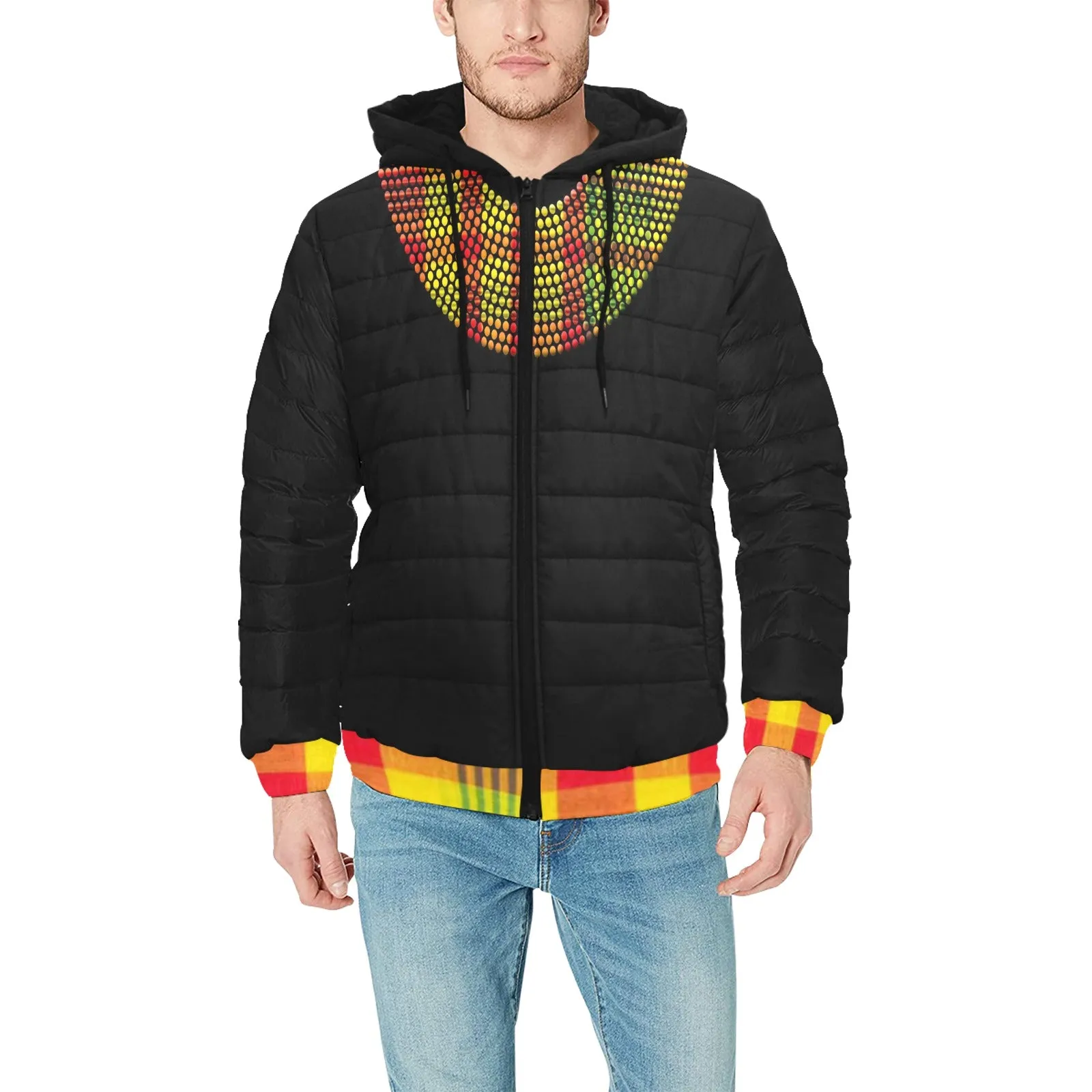 MADRAS STRASS PADDED HOODIE JACKET Men's Padded Hooded Jacket