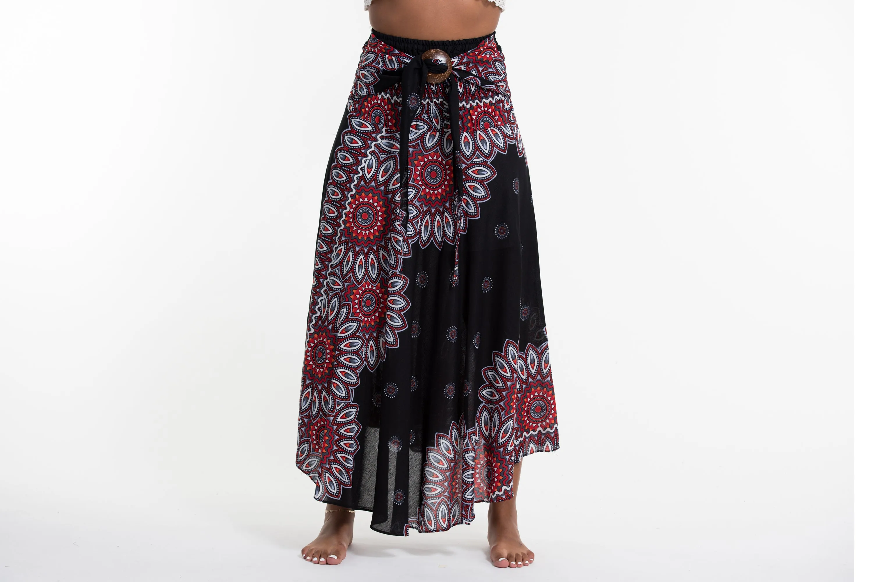 Mandalas Handkerchief Midi Skirt in Black