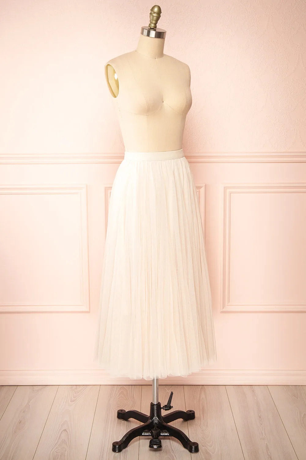 Manitou Ivory | A-line Midi Tulle Skirt