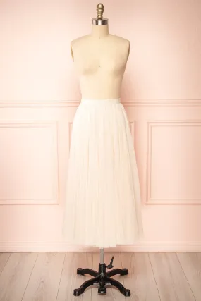 Manitou Ivory | A-line Midi Tulle Skirt