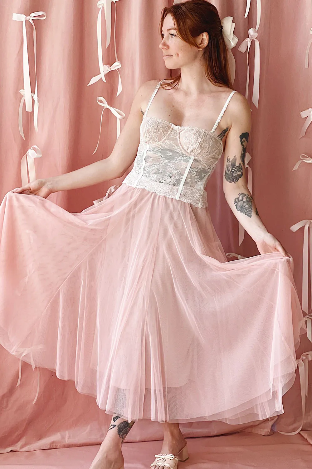 Manitou Pink | A-line Midi Tulle Skirt