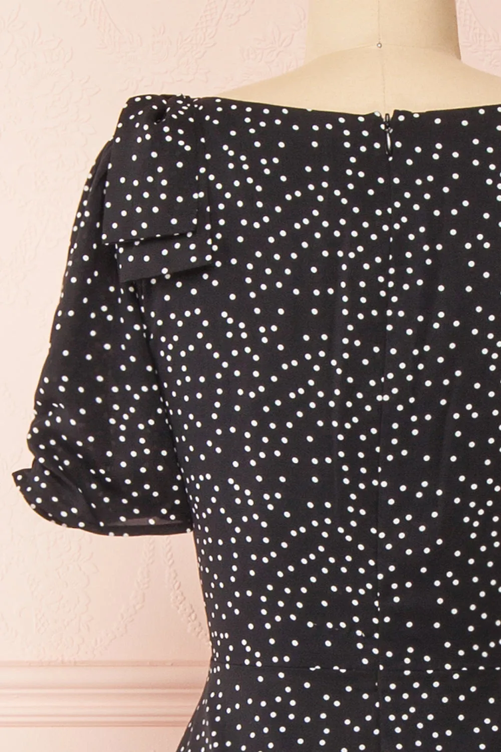 Marceline | Black Polka Dot Midi Dress