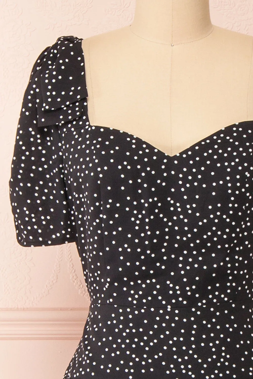 Marceline | Black Polka Dot Midi Dress